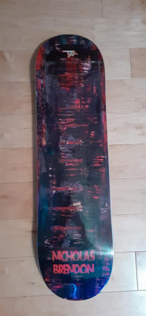 Nicholas Brendon US Bank Building on Fire Skateboard Deck
